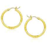 14k Yellow Gold Diamond Cut Hoop Earrings (3x25mm) RCJ