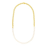 14k Yellow Gold Oval Chain Necklace with Pearls RCJ