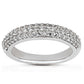 14k White Gold Triple Multi-Row Micro- Pave Diamond Wedding Ring Band RCJ