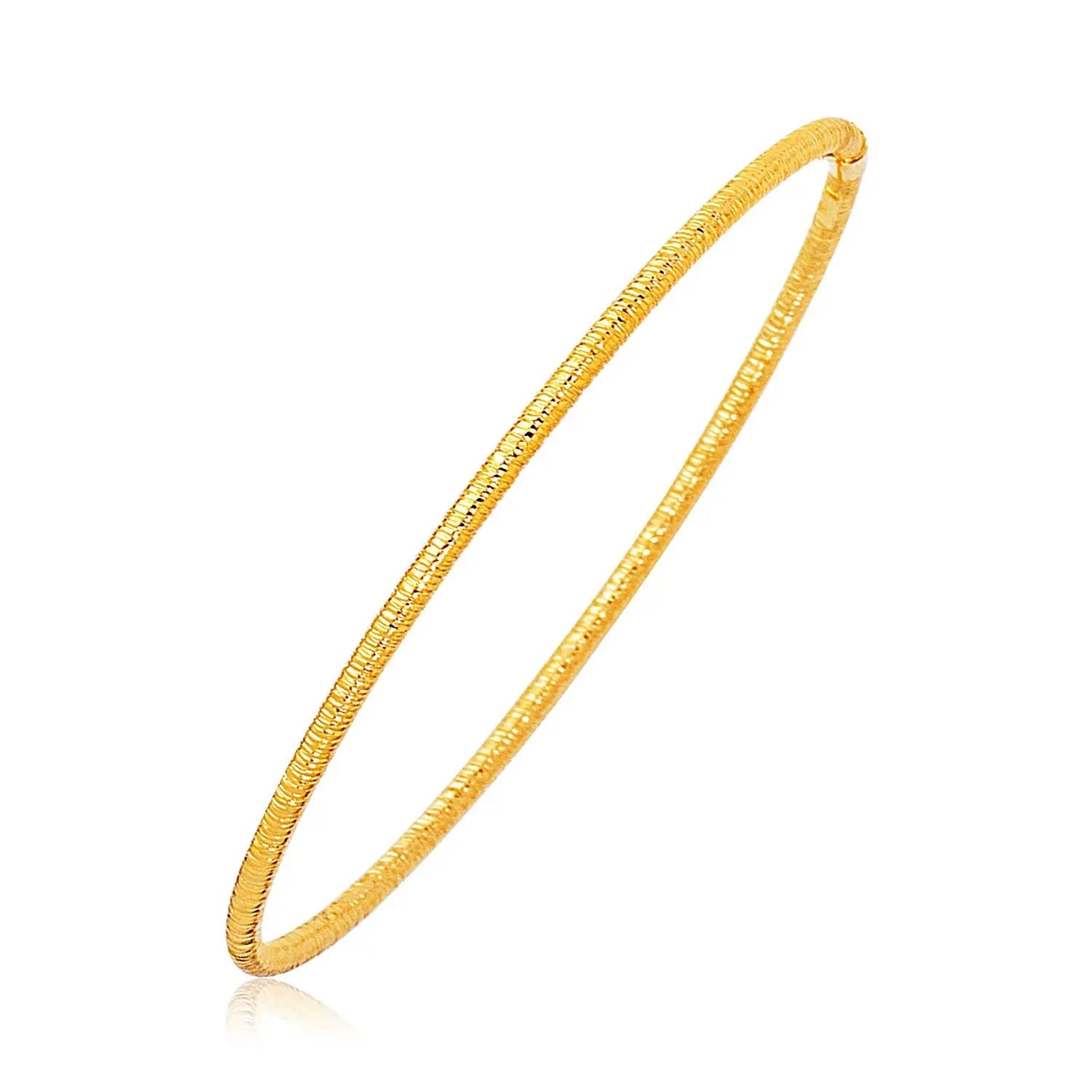 14k Yellow Gold Thin Textured Stackable Bangle (3.00 mm) RCJ