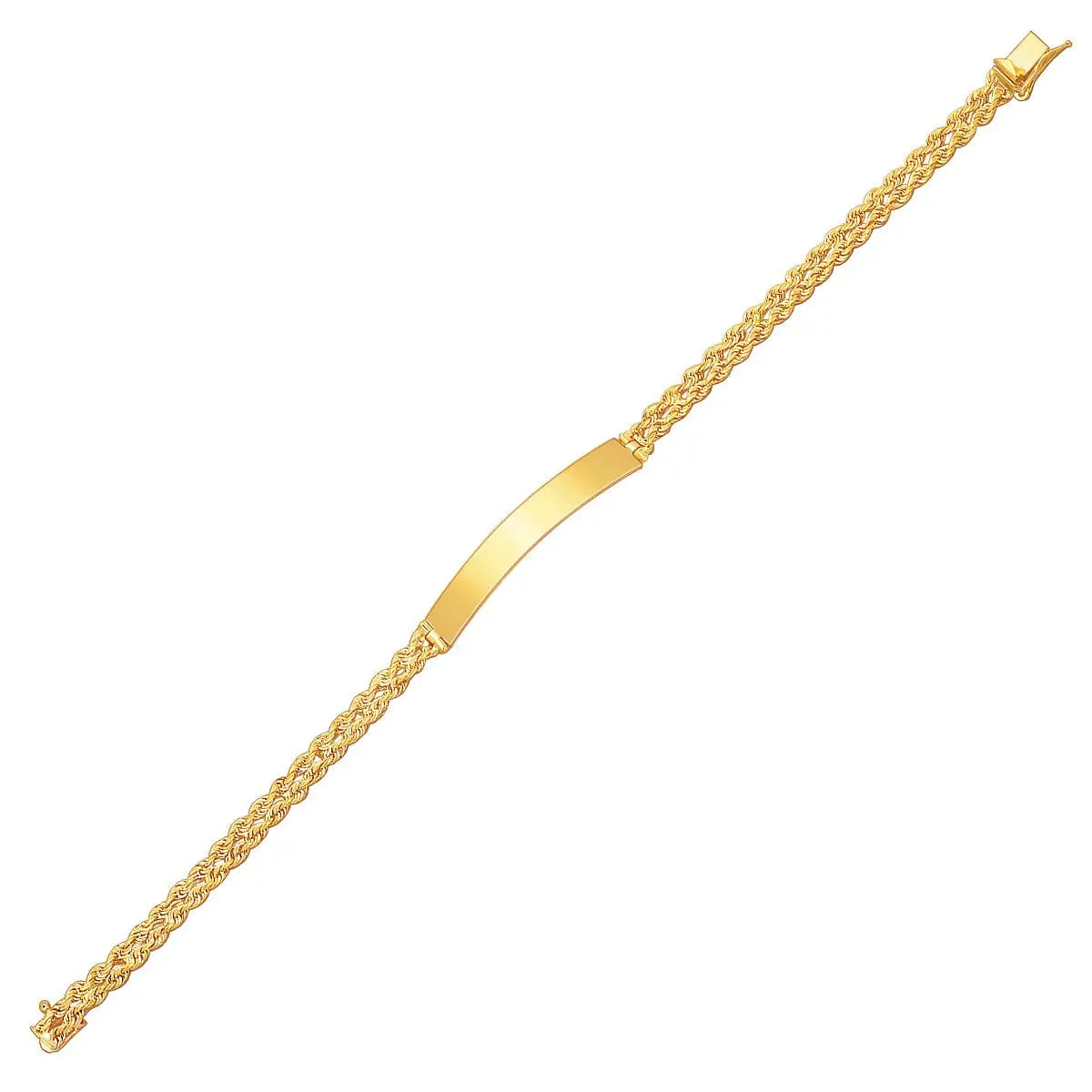 14k Yellow Gold ID Bracelet with Double Rope Chain (3.00 mm) RCJ