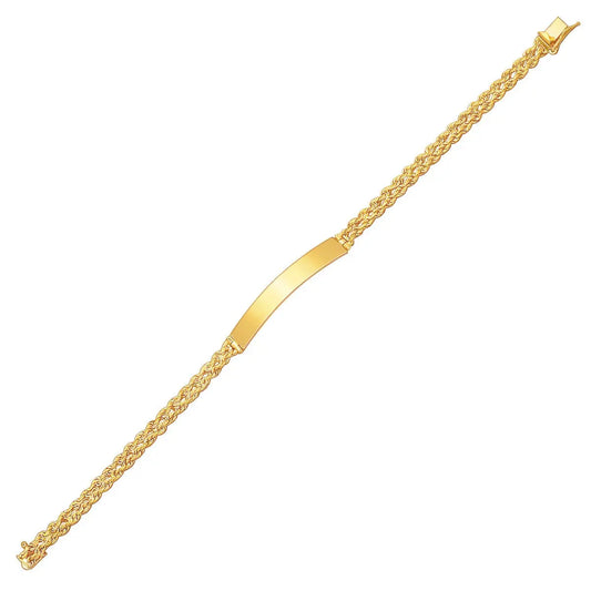 14k Yellow Gold ID Bracelet with Double Rope Chain (3.00 mm) RCJ