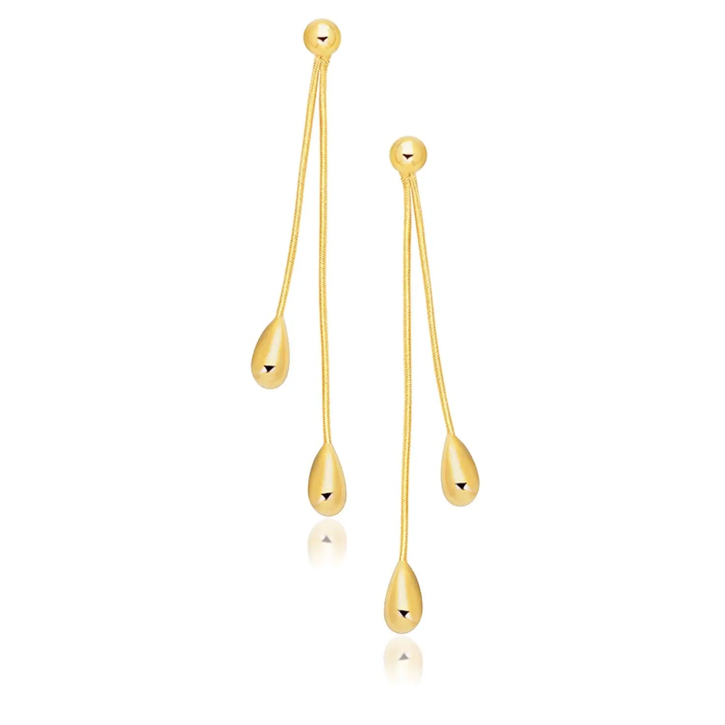 14k Yellow Gold Double Drop Long Earrings RCJ