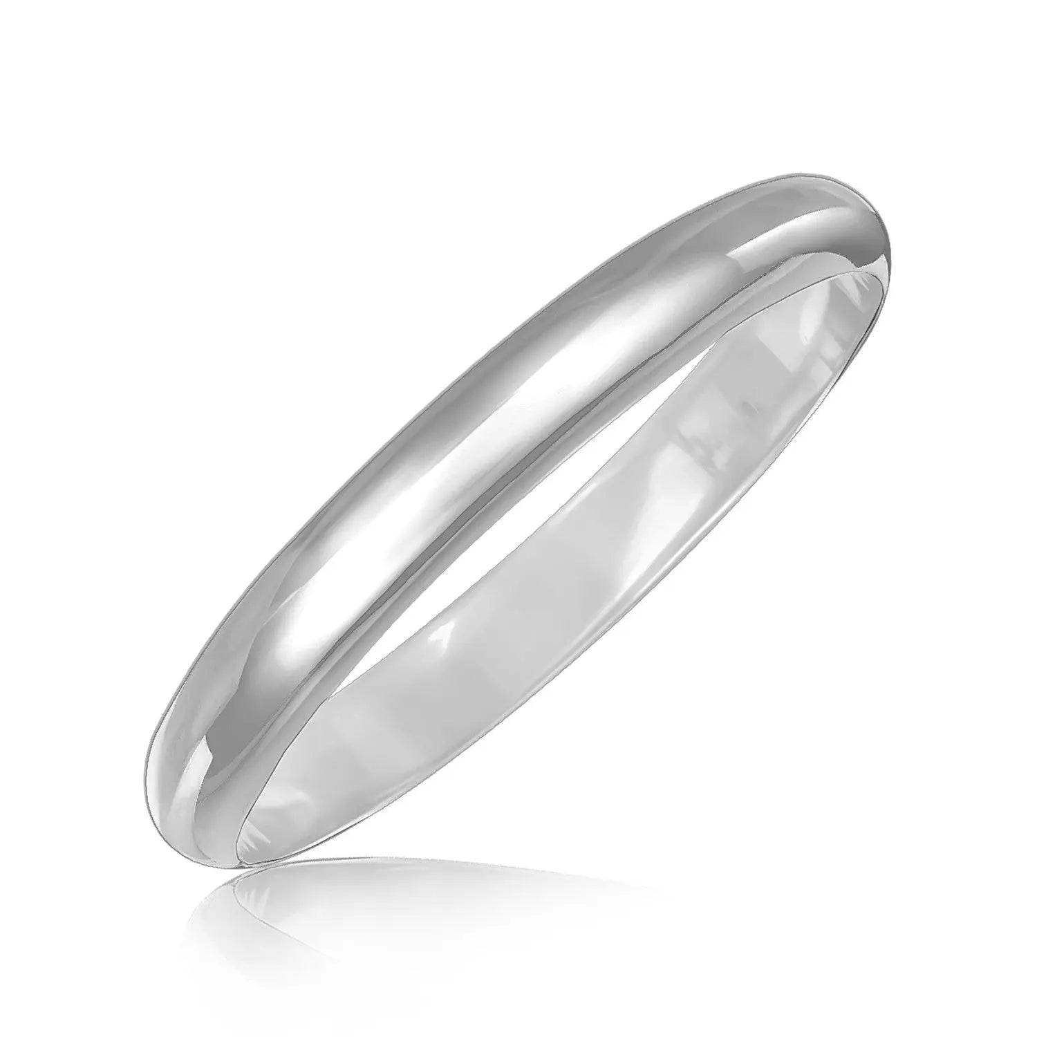 Sterling Silver Dome Style Bangle with Rhodium Plating (9.00 mm) RCJ