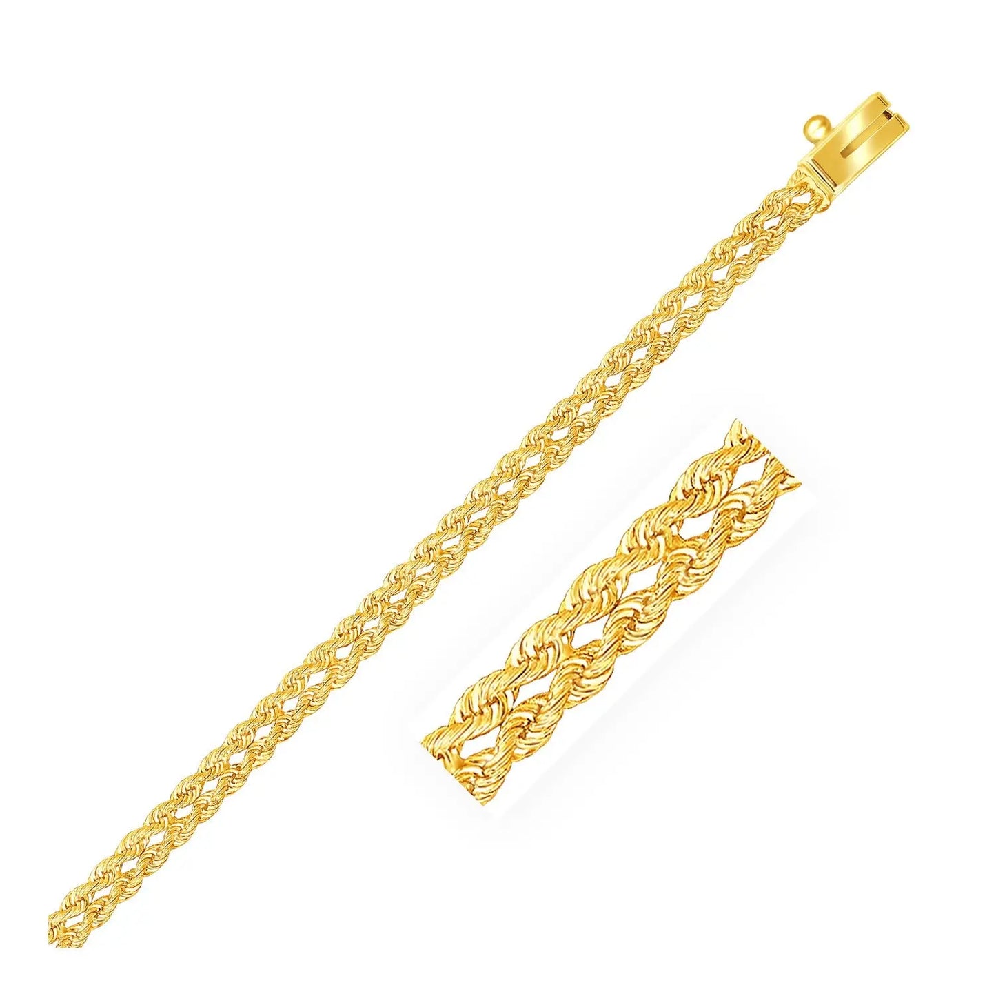 14k Yellow Gold Two Row Rope Bracelet  (3.40 mm) RCJ