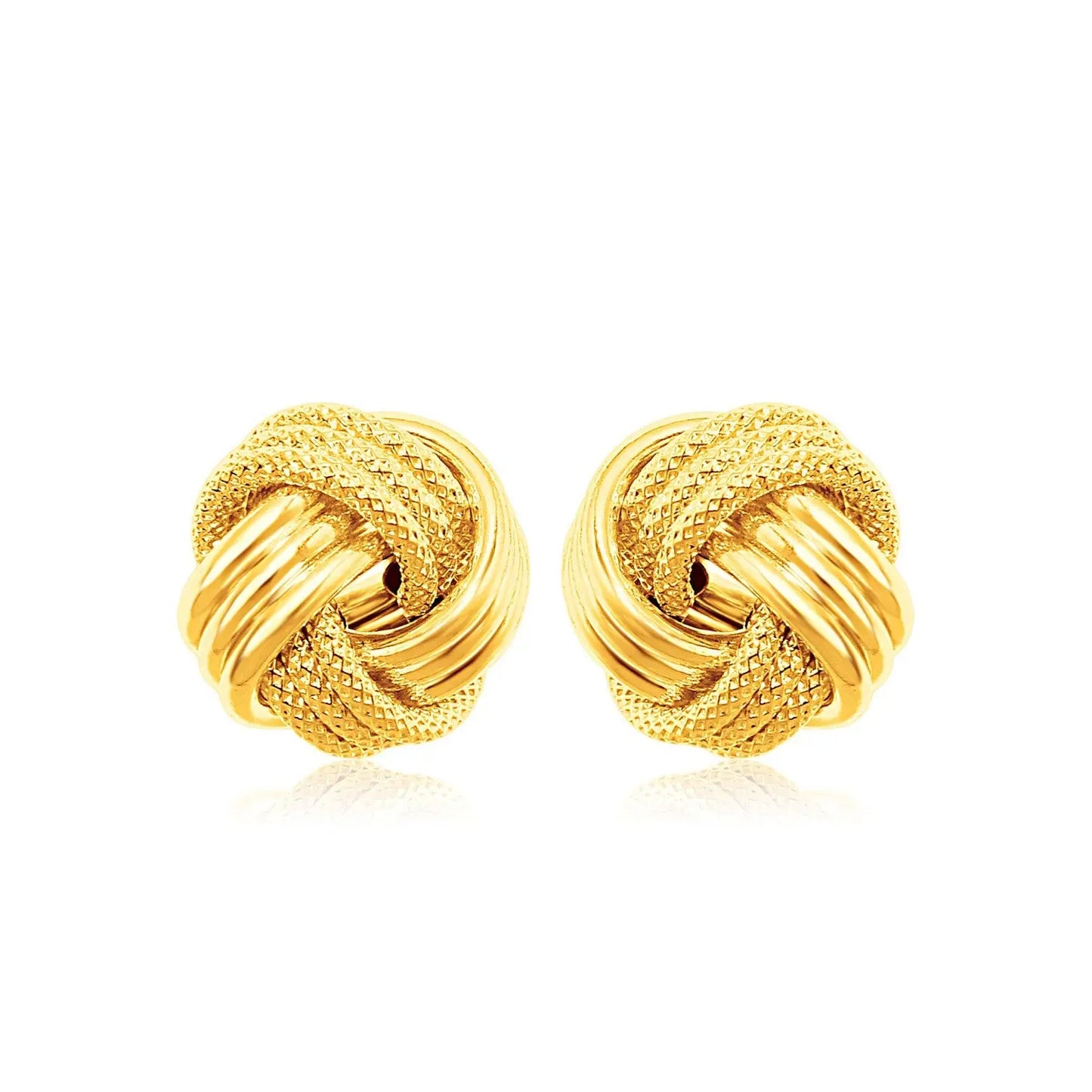 14k Yellow Gold Love Knot with Ridge Texture Earrings RCJ