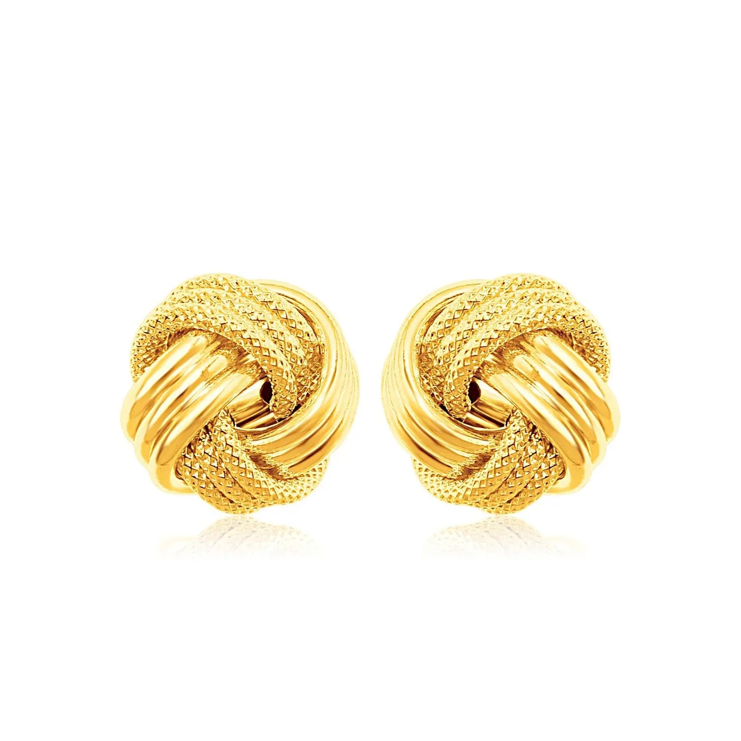 14k Yellow Gold Love Knot with Ridge Texture Earrings RCJ