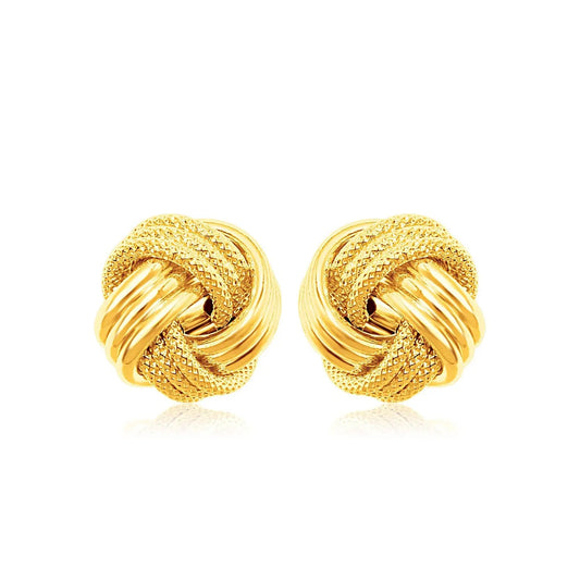 14k Yellow Gold Love Knot with Ridge Texture Earrings RCJ