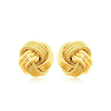 14k Yellow Gold Love Knot with Ridge Texture Earrings RCJ