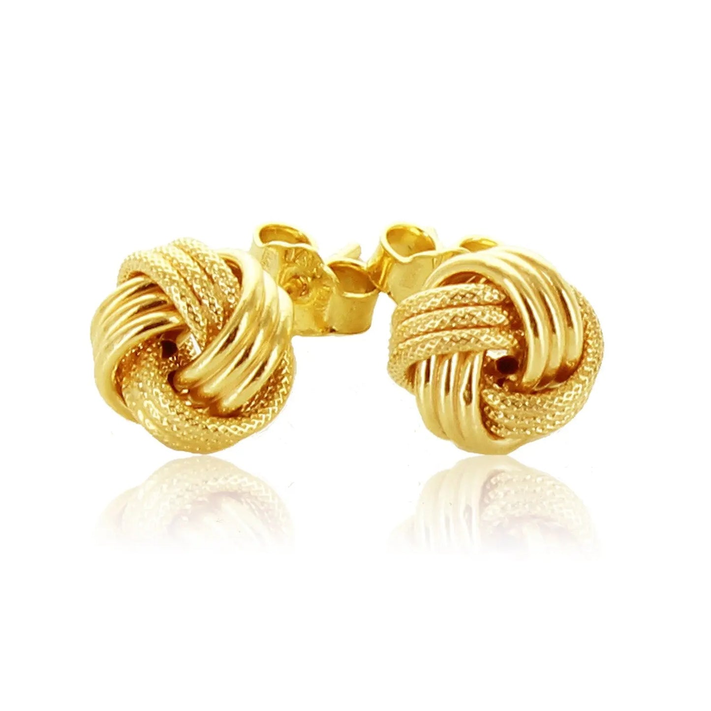 14k Yellow Gold Love Knot with Ridge Texture Earrings RCJ