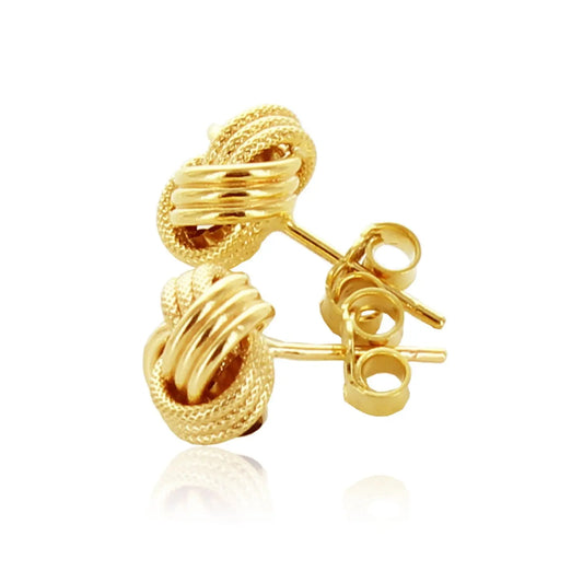 14k Yellow Gold Love Knot with Ridge Texture Earrings RCJ