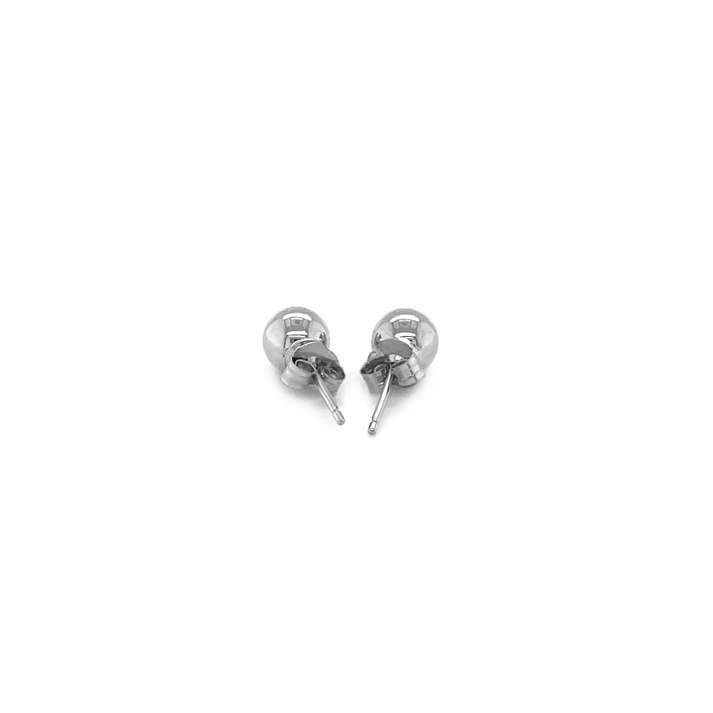 14k White Gold Classic Round Stud Earrings (5.0 mm)Monde Trend