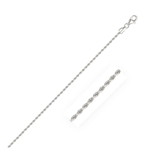 14k White Gold Solid Diamond Cut Rope Bracelet (1.80 mm) RCJ