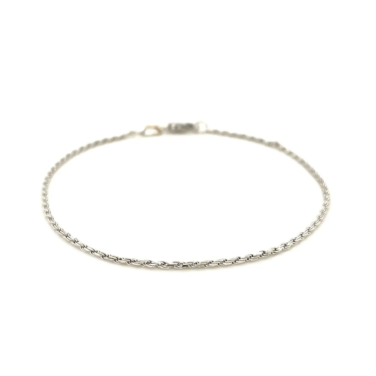 14k White Gold Solid Diamond Cut Rope Bracelet (1.80 mm) RCJ