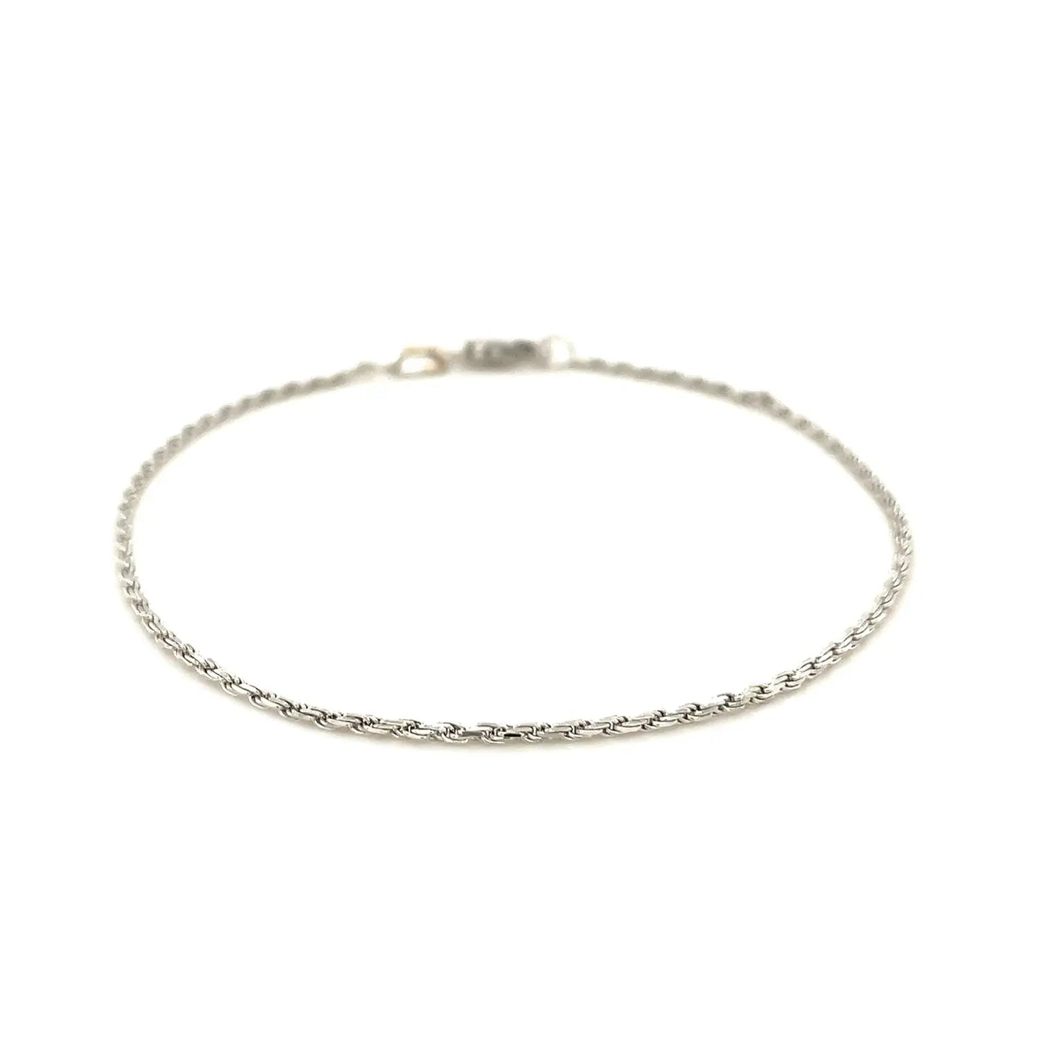 14k White Gold Solid Diamond Cut Rope Bracelet (1.80 mm) RCJ