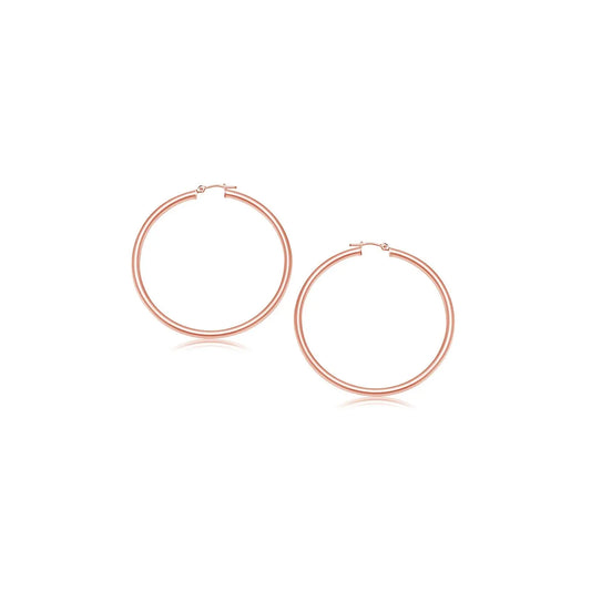 14k Rose Gold Polished Hoop Earrings (3x15mm)Monde Trend