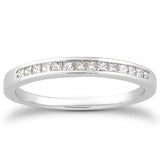 14k White Gold Channel Set Princess Diamond Wedding Ring BandMonde Trend