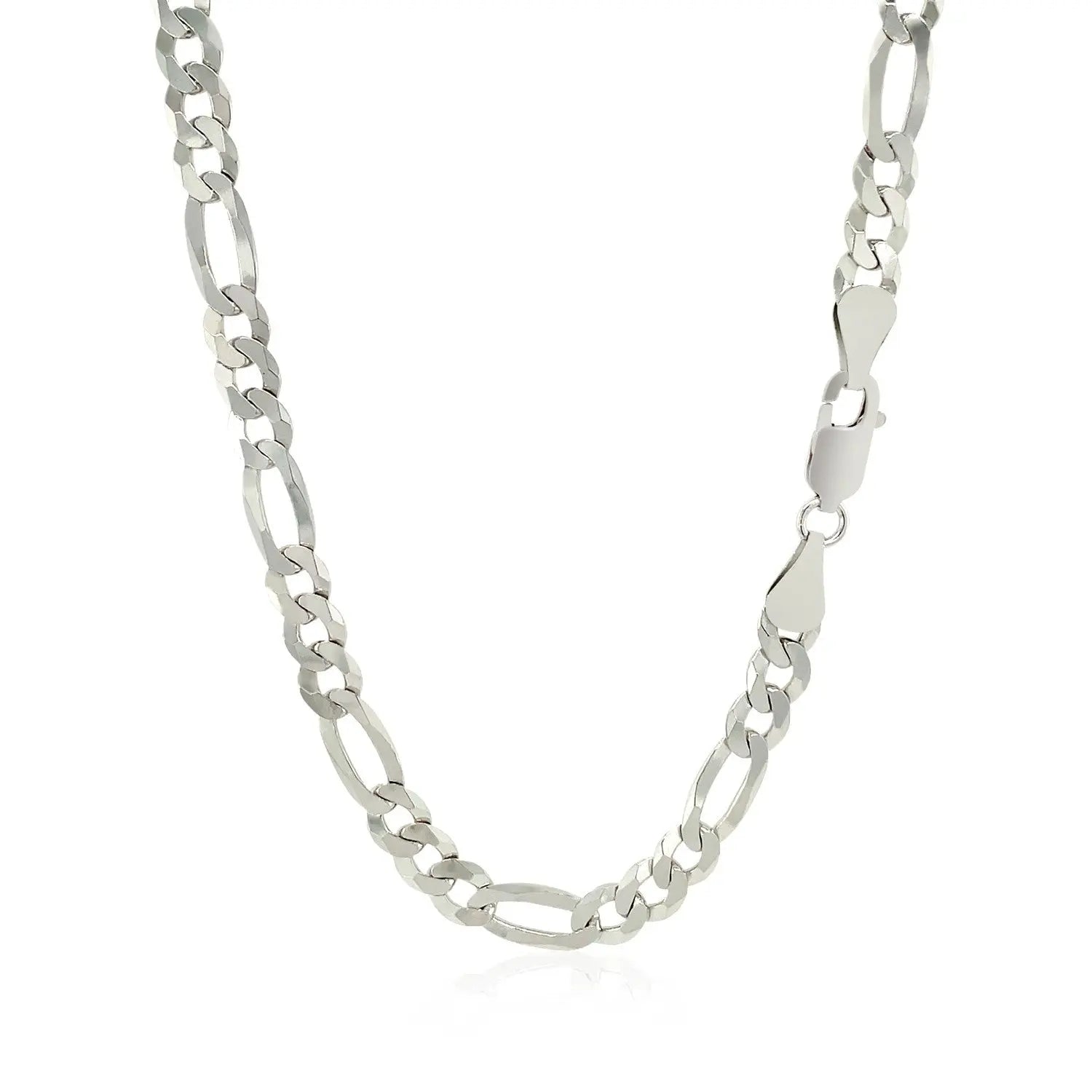 Rhodium Plated Sterling Silver Figaro Style Chain (5.40 mm) RCJ