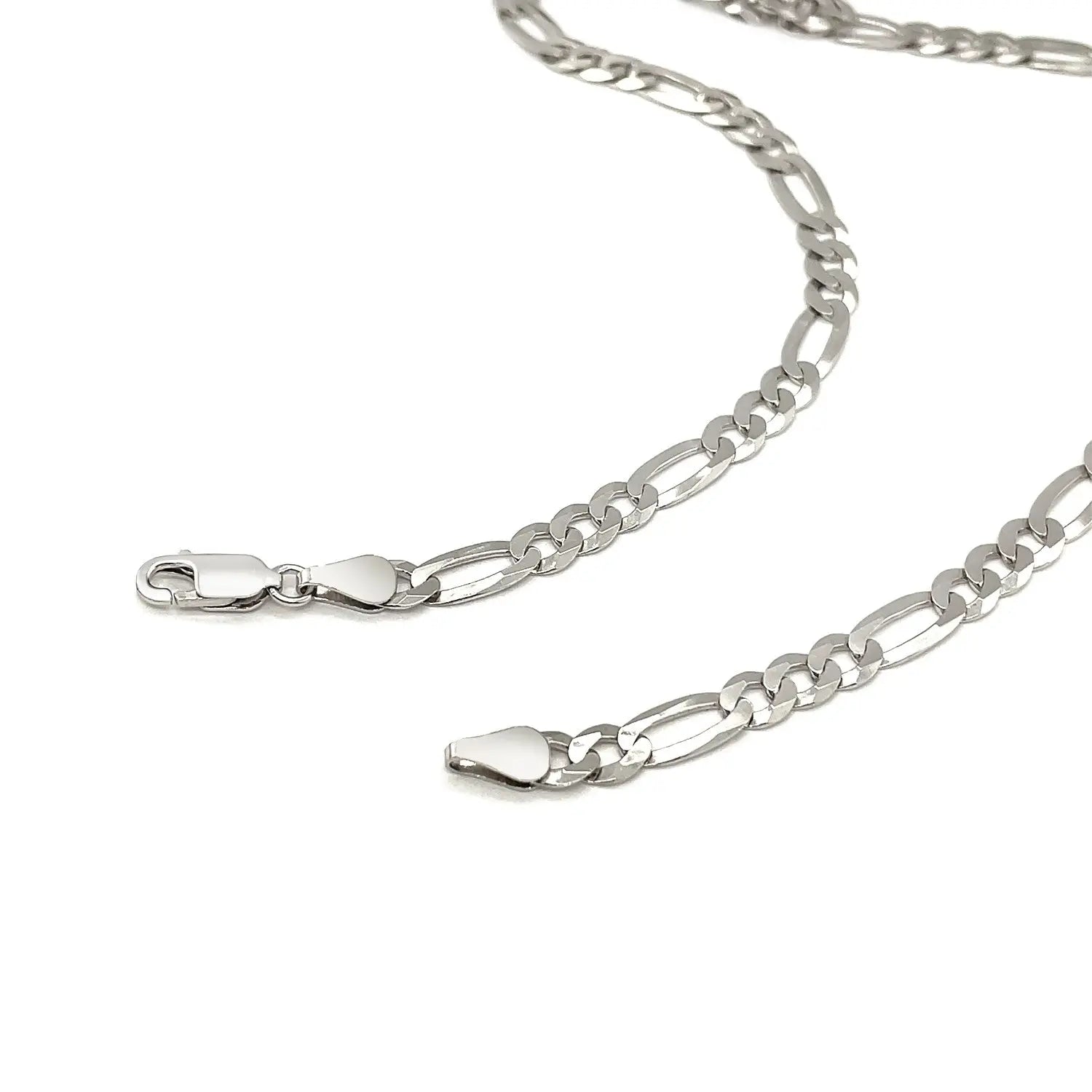 Rhodium Plated Sterling Silver Figaro Style Chain (5.40 mm) RCJ