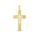 14k Two Tone Gold High Polish Diamond Cut Cross PendantMonde Trend