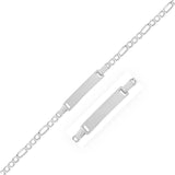 14k White Gold Figaro Chain Fancy Childrens ID Bracelet (3.30 mm)Monde Trend