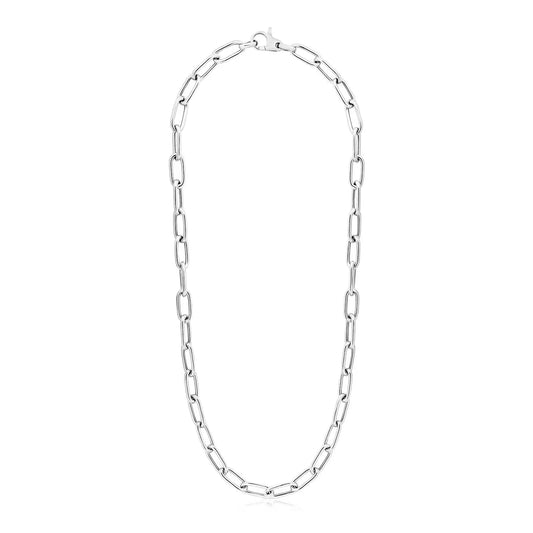 Sterling Silver Wide Paperclip Chain Necklace RCJ