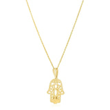 14k Yellow Gold High Polish Hamsa Amulet Necklace RCJ