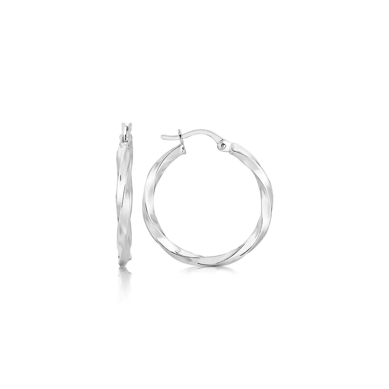 Sterling Silver Polished Spiral Motif Hoop Earrings(3x25mm) RCJ