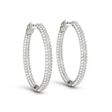 14k White Gold Diamond Hoop Double Sided Three Row Earrings (2 cttw)Monde Trend