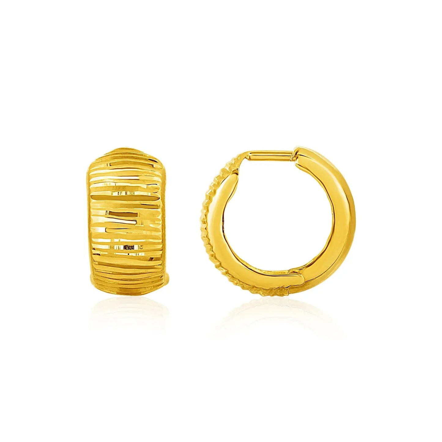 Reversible Textured and Smooth Snuggable Earrings in 10k Yellow Gold RCJ