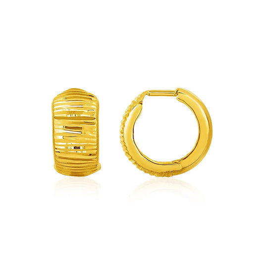 Reversible Textured and Smooth Snuggable Earrings in 10k Yellow Gold RCJ