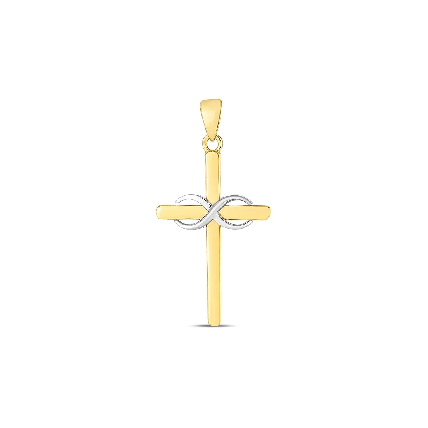 14k Two Tone Gold High Polish Diamond Cut Cross PendantMonde Trend