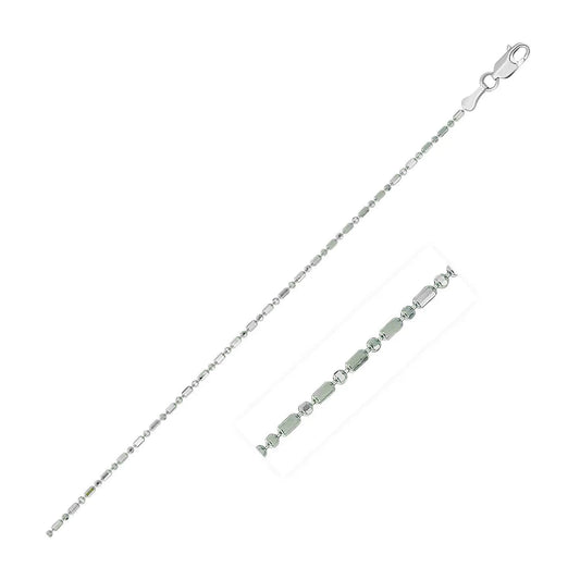 14k White Gold Diamond-Cut Bead Chain (0.90 mm)Monde Trend