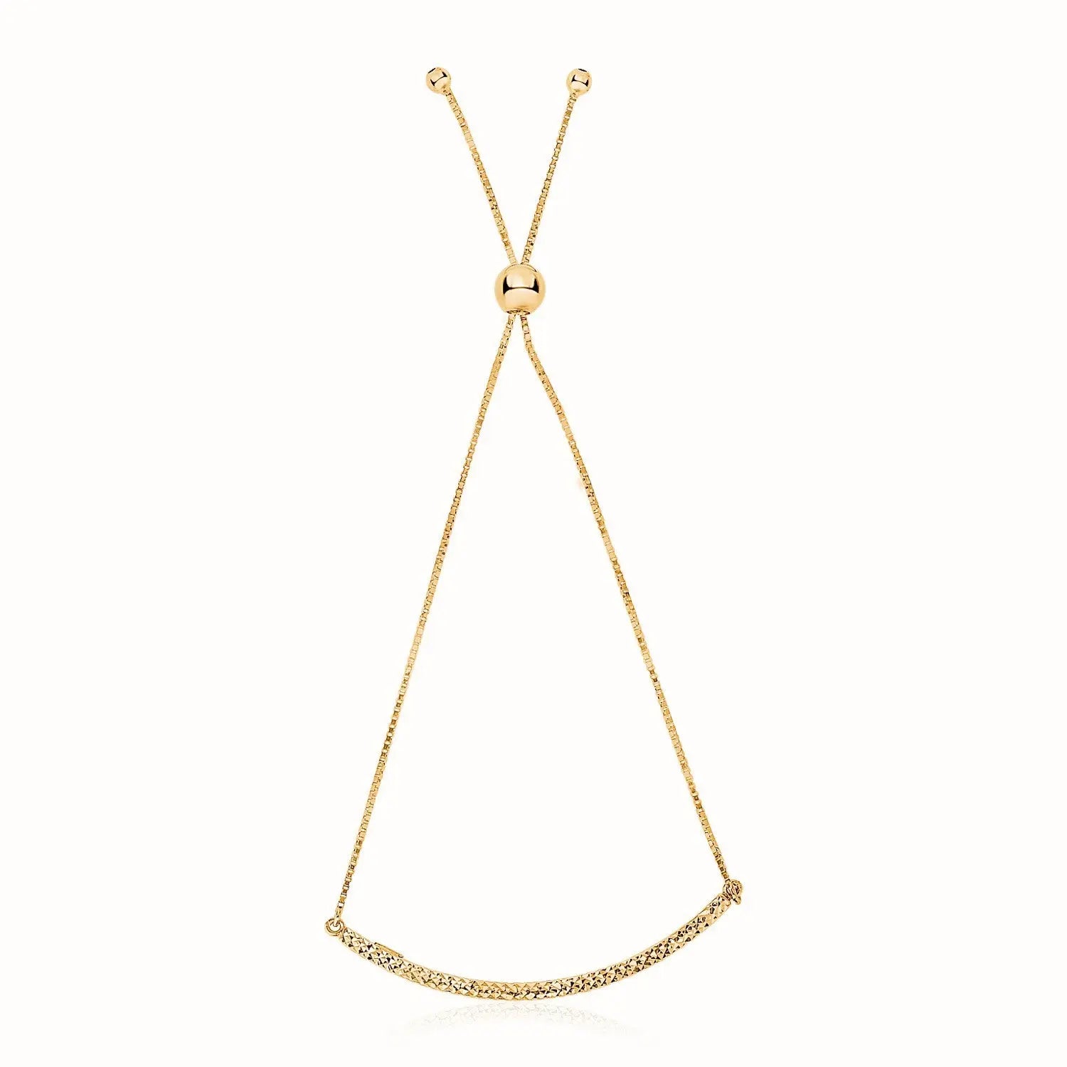 14k Yellow Gold Chain Bar Lariat Style Bracelet (1.00 mm) RCJ