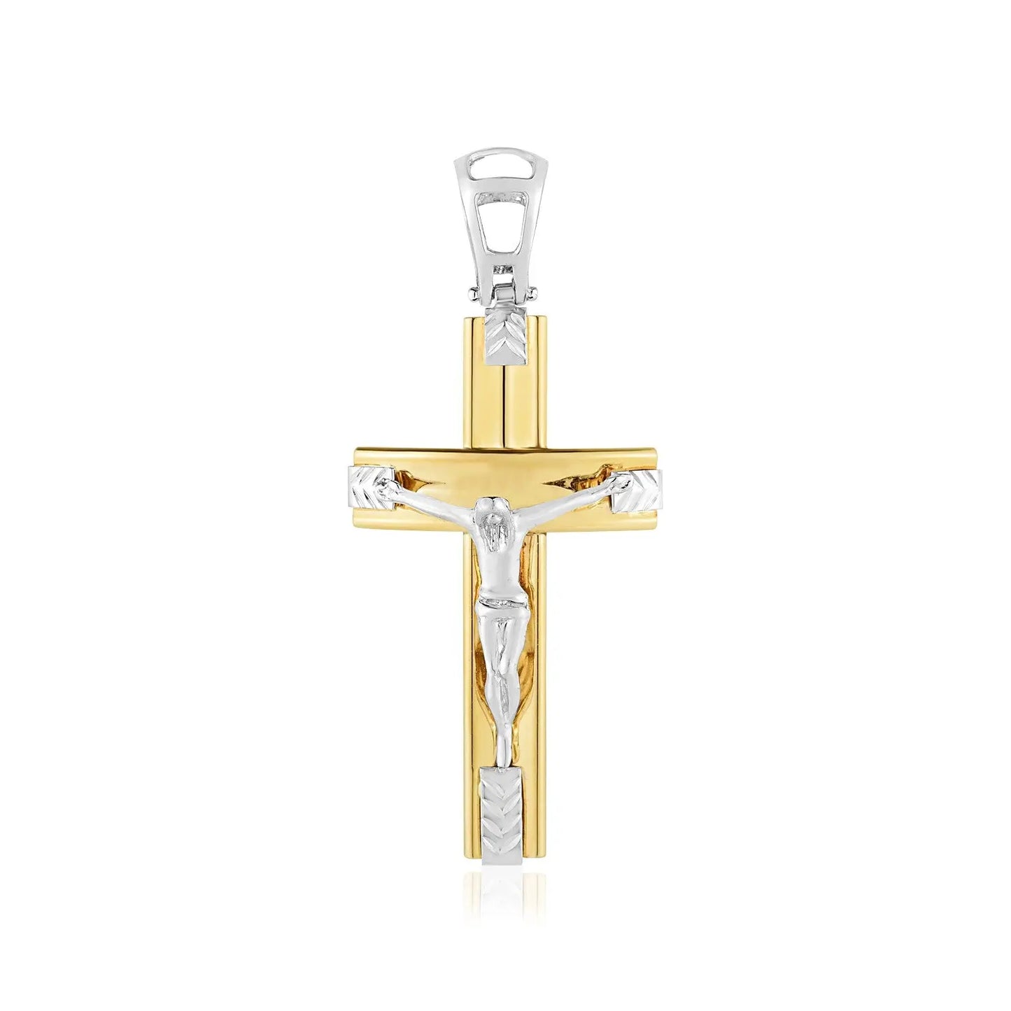 14k Two Tone Gold High Polish Diamond Cut Cross PendantMonde Trend