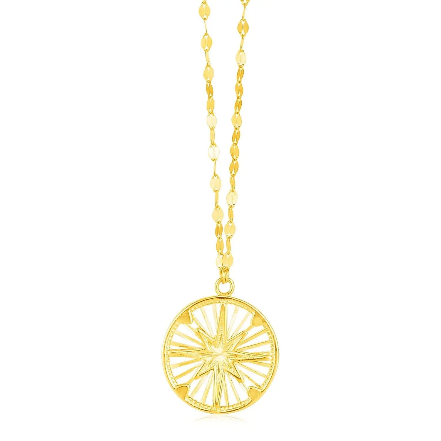 14k Yellow Gold Necklace with Compass Pendant RCJ