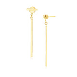 14k Yellow Gold Modern Disc and Bar Drop Earrings RCJ