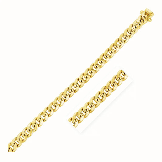 7.25mm 10k Yellow Gold Semi Solid Miami Cuban Chain RCJ