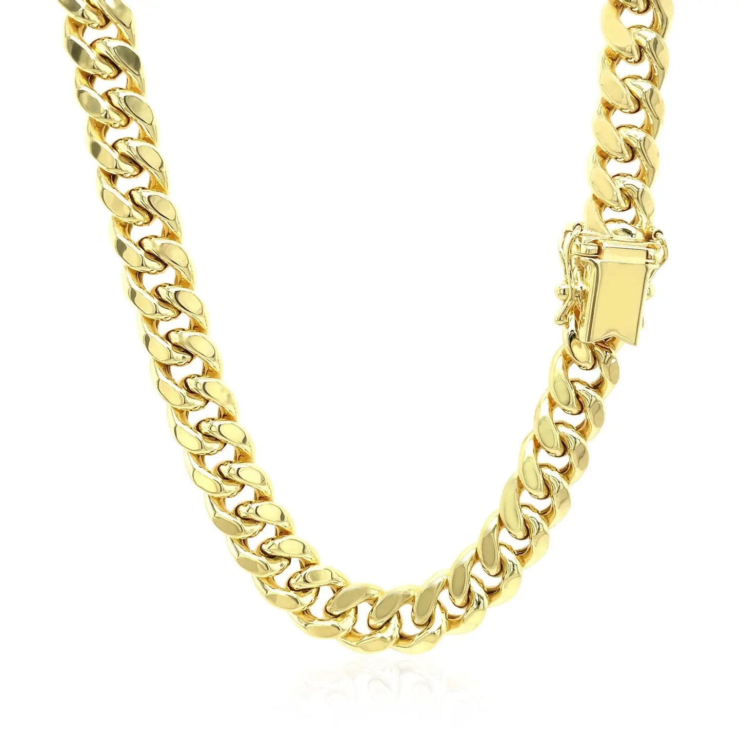 7.25mm 10k Yellow Gold Semi Solid Miami Cuban Chain RCJ