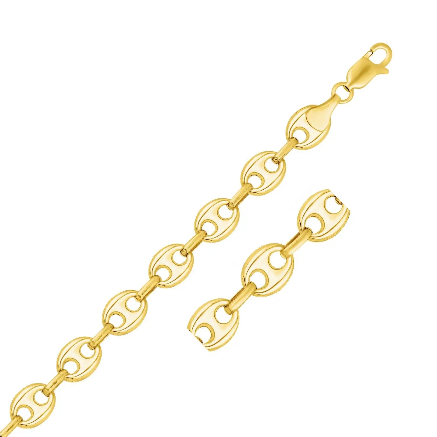 14k Yellow Gold Puffed Mariner Link Bracelet (11.00 mm) RCJ