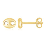 14K Yellow Gold Mariner Link Button Earrings RCJ