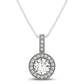 Milgrain Edge Diamond Halo Pendant in 14k White Gold (5/8 cttw) RCJ