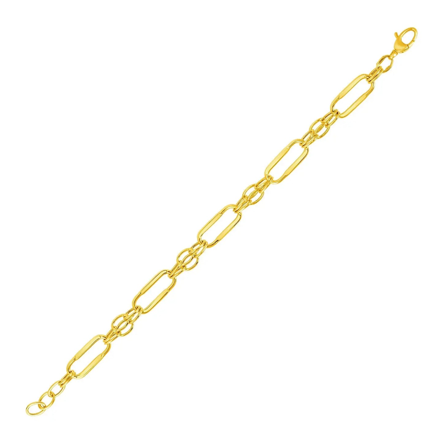 14k Yellow Gold Bracelet with Polished Rectangular Oval Links (8.20 mm) RCJ