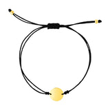 9 1/4 inch Black Cord Adjustable Bracelet with 14k Yellow Gold Circle RCJ