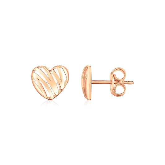 14K Rose Gold High Polish Scribble Heart Stud EarringsMonde Trend