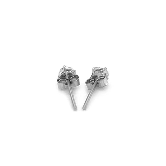 14k White Gold 3mm Faceted White Cubic Zirconia Stud EarringsMonde Trend