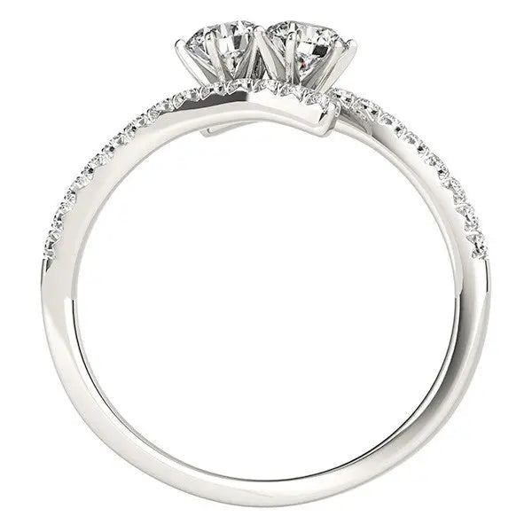 Two Stone Bypass Diamond Ring in 14k White Gold (3/4 cttw) RCJ