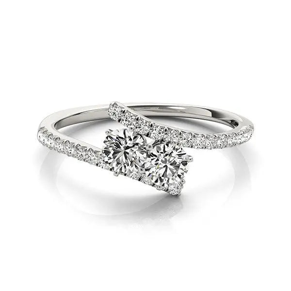 Two Stone Bypass Diamond Ring in 14k White Gold (3/4 cttw) RCJ