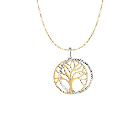 Two Layer Tree Pendant in 14k Two Tone Gold RCJ