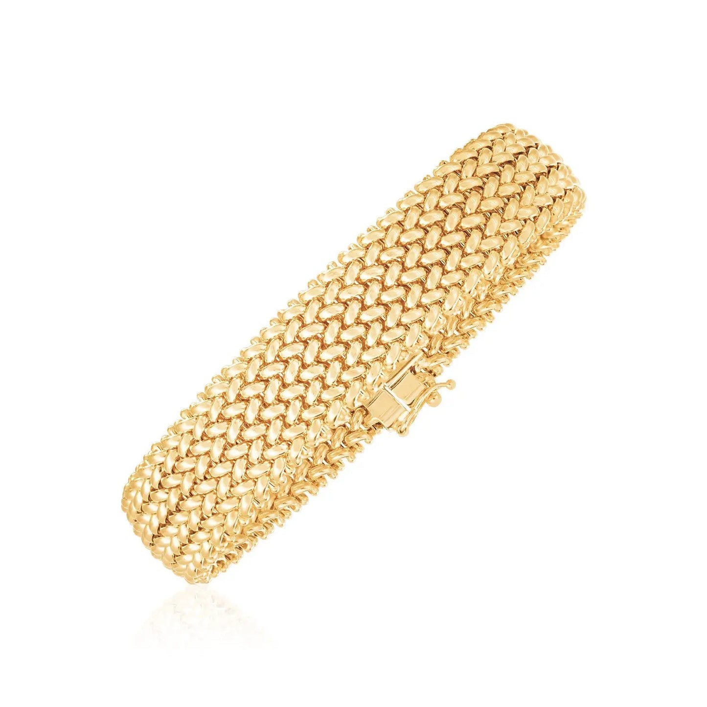 14k Yellow Gold High Polish Thick Braided Bracelet  (14.50 mm) RCJ